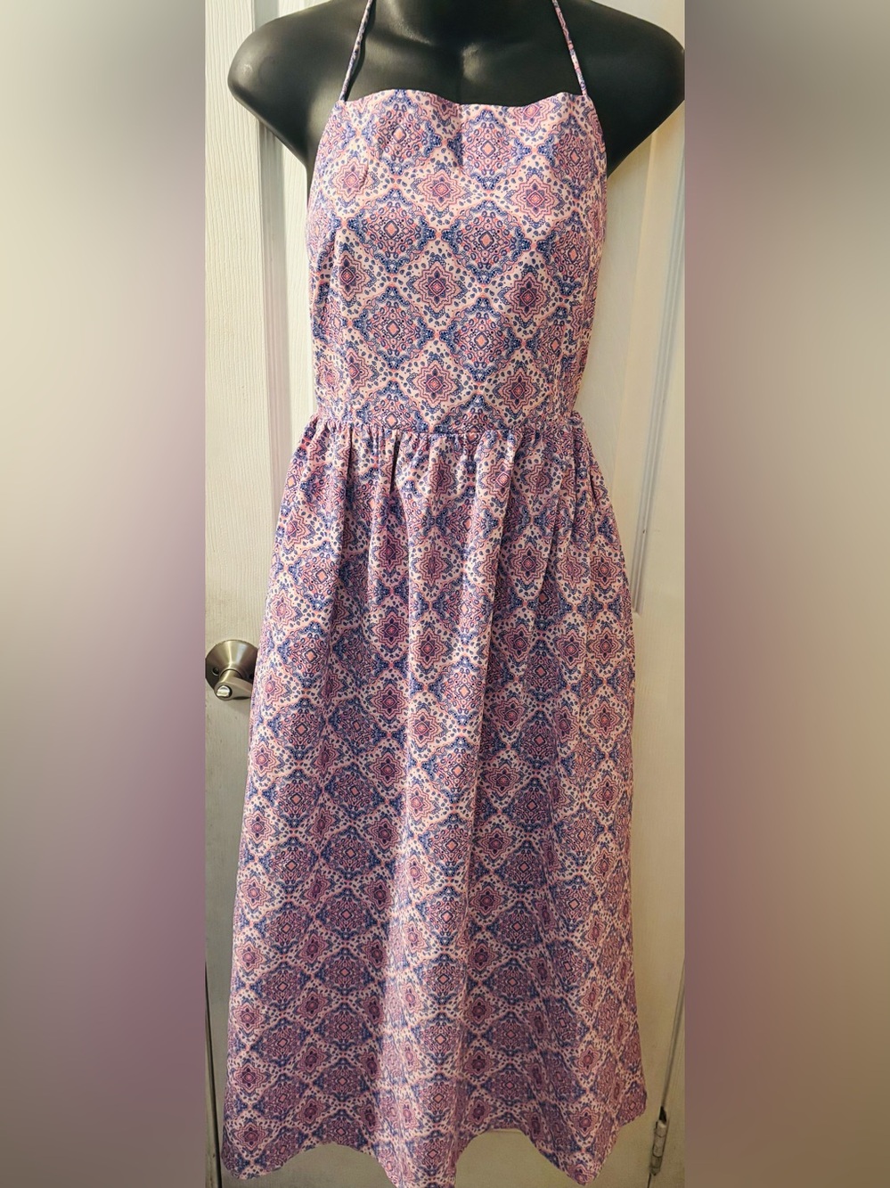 Mango Lavender Patterned Midi Dress - Spaghetti Strap - Picture 3 of 8